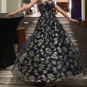 Floor length blue/green ballgown